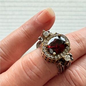 Vintage Ornate Red and Blue Flip Ring 925 Silver